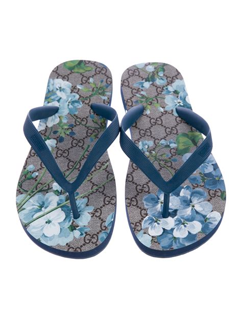 gucci blooms shoes|Gucci flip flops with flowers.